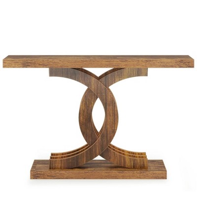 Resenkos Entryway Table, Console Sofa Table,39" Farmhouse Console Table Entryway Table with Geometric Base,Grey