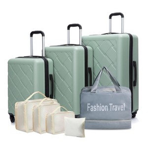 ModernLuxe 8-Piece Hardshell Travel Luggage Set, 20"/24"/28" ABS Suitcases with Spinner Wheels, Portable Handbag, 4 Storage Bags - 1 of 4