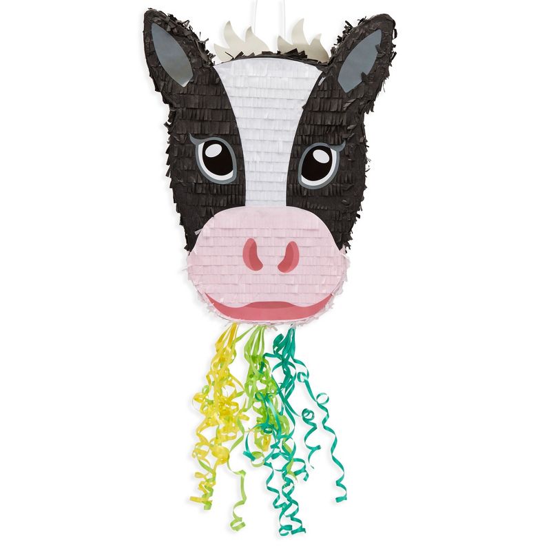 Blue Panda Pull String Cow Pinata for Farm Birthday Party Decorations, Baby Shower, Small, 16.5 x 13 x 3 In, 4 of 8