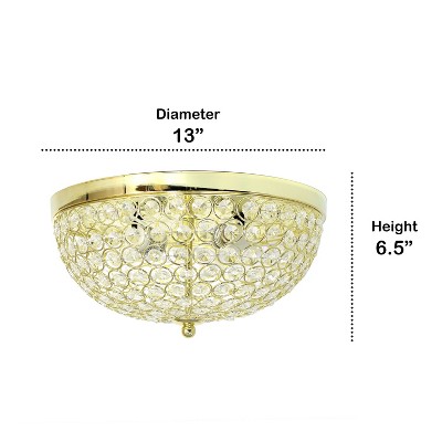 Elegant Gold and Crystal 13'' Flush Mount Ceiling Light