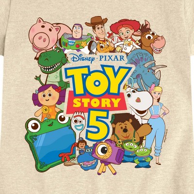 Toy Story Girls' Toy Story Character Collage Fitted Short Sleeve Graphic T-Shirt - Birch - Small — фото 2