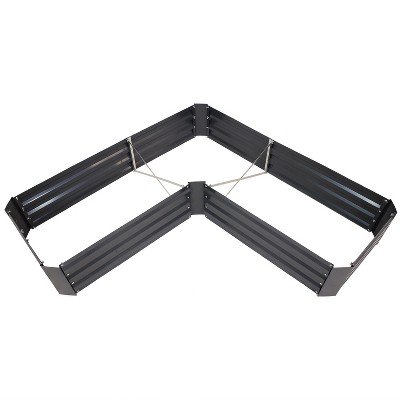 Dark Gray Galvanized Steel L-Shaped Raised Garden Bed