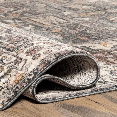 Dark Grey Rectangular Medallion Synthetic Area Rug 5' x 7'