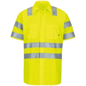 Red Kap Short Sleeve Hi-Visibility Ripstop Work Shirt With Mimix + Oilblok, Type R Class 3 - 1 of 1