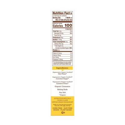Simple Mills Organic Gluten Free Oat Flour Cinnamon Swirl Muffin and Cake Baking Mix - 11.2oz