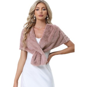 INSPIRE CHIC Women's Retro Winter Bridal Wedding Cropped Faux Fur Shawls - 1 of 4