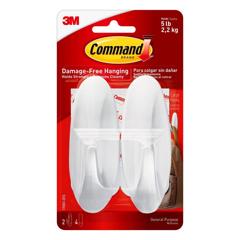 Command Designer Hooks (2 Hooks 4 Strips) White, 1 of 17