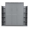 PAGED Modern Wooden Murphy Bed, Queen Size Bed Frame with 10 Shelves and LED Light, Platform Bed for Small Room, Space-Saving - 2 of 4