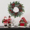 20 Inch Green Faux Pine Wreath with Red Berry Mixed with Norfolk Cypress Cedar Lamb Ear Xmas Winter Wreaths for Front Door - 4 of 4