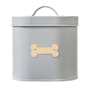 Park Life Designs 50 fl oz Cheshire Oval Dog Treat Canister Food Storage Container - Gray - 1 of 4