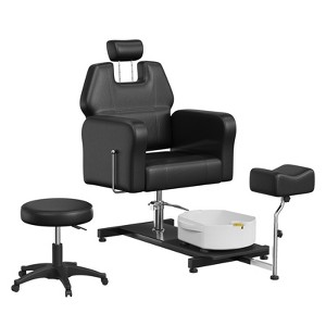 Reclining Pedicure Chair with Stool, Footrest & Massage Foot Basin, Hydraulic Lift Pedicure Station for Nail Tech, Swivel Foot Spa Chair - 1 of 4