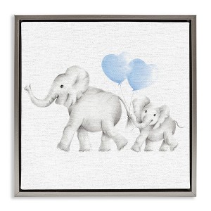 Stupell Industries Elephant Family with Blue Balloons, 25" x 25" - 1 of 4