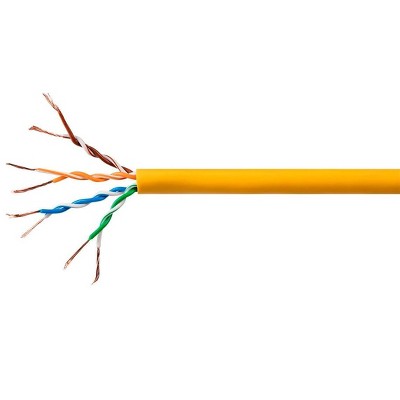 Monoprice Cat5e Ethernet Bulk Cable - 250 Feet - Yellow | Network Internet Cord - Solid, 350Mhz, UTP, CMR, Riser Rated, Pure Bare Copper Wire, 24AWG