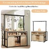Acekool 42'' Kitchen Island Table with Power Outlets, Sliding Barn Door, Storage Shelves, Hooks, Large Dining Prep Counter, Wood color - 4 of 4