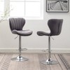 Roundhill Furniture Ellston Upholstered Adjustable Swivel Barstools in Gray, Set of 2 - 4 of 4