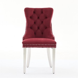 Dronkon Dining Chairs Set of 2, Upholstery with Chrome Steel Legs & Nailhead Trim, Modern Comfort Seating - 1 of 4