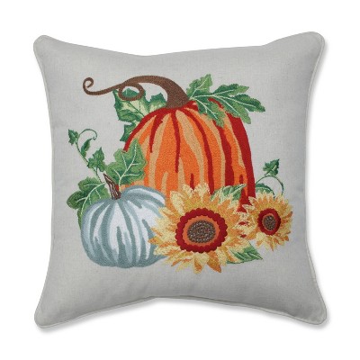 18.5"x18.5" Pumpkin Patch Embroidered Square Throw Pillow - Pillow Perfect