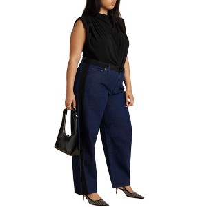 ELOQUII Faux Suede Side Stripe Straight Leg Jean - 1 of 4
