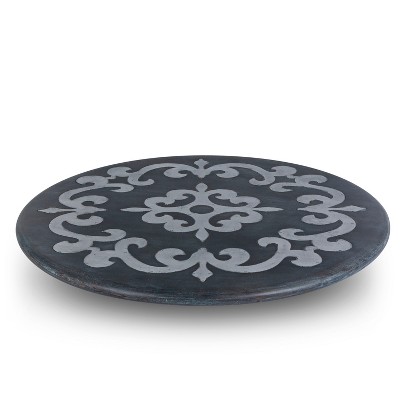 GG Collection Gray-washed metal-inlay lazy susan