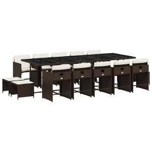 vidaXL 9 Piece Patio Dining Set with Cushions Poly Rattan - 1 of 4