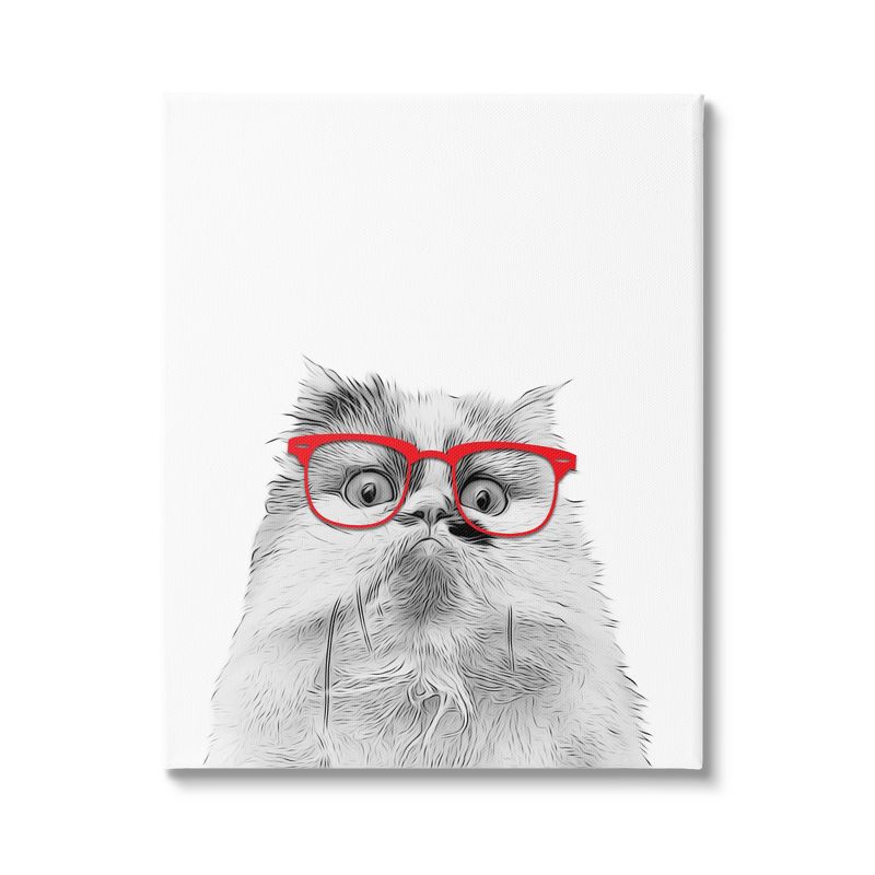 Stupell Industries Funny Face Cat Wearing Glasses Gallery Wrapped Canvas Wall Art, 1 of 5