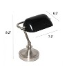 Creekwood Home 9.2" Classic and Petite Brushed Nickel Bankers Table Lamp Black Shade - 3 of 4