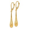 Black Bow Jewelry Diamond Cut Teardrop Lever Back Earrings in 14k Yellow Gold, 44mm - 2 of 4
