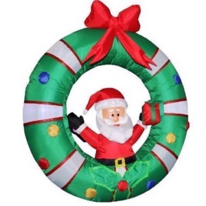 Celebrations Santa in Wreath 4 ft. Inflatable - 1 of 2