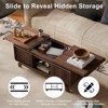Belord Mid-Century Modern Coffee Table with 2 Sliding Tops, Hidden Storage and Open Shelf, Wood Modern Coffee Table for Living Room and Office - 3 of 4