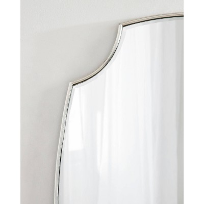 Luxurious Scalloped Edge 34'' Silver Wall Mirror with Gold Accents