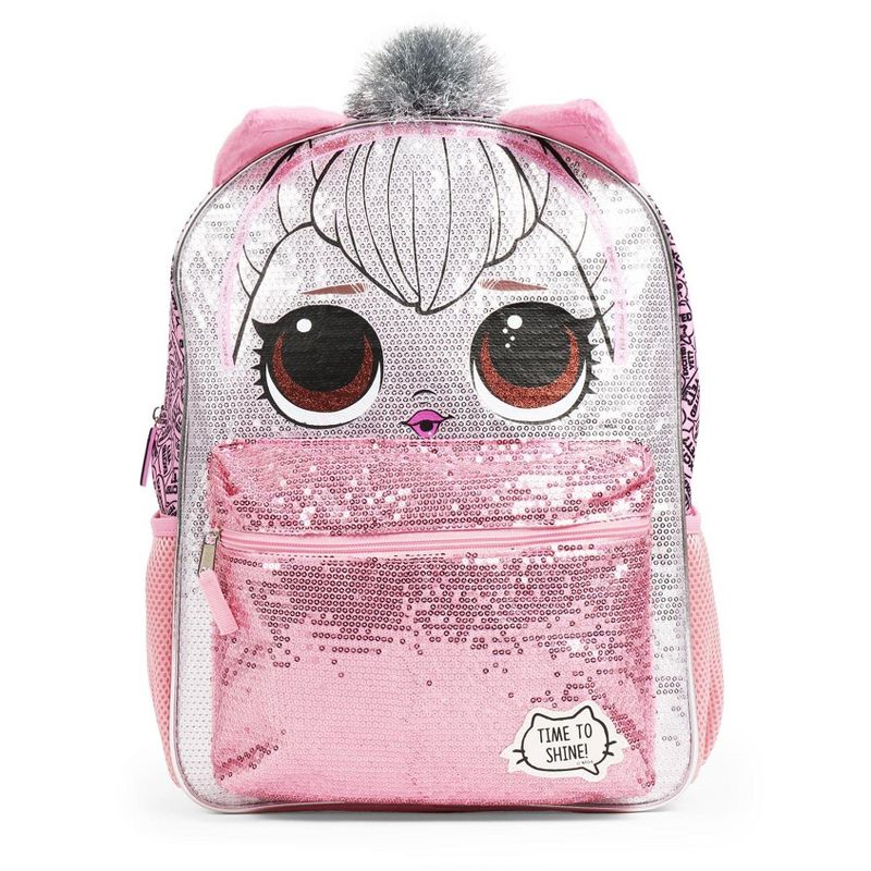 LOL Surprise Queen Kitty Backpack for Girls - 16 Inch - LOL School Bag Elementary School Size Pink, 1 of 7