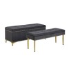 Alilang 48.43 inches Tufted Velvet Storage Bench with Nailhead Trim and Gold Metal Legs-Gray - 3 of 4