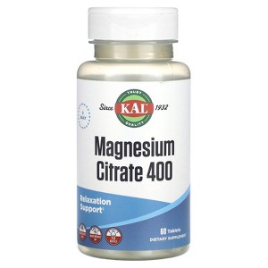KAL Magnesium Citrate 400, 400 mg, 60 Tablets (200 mg per Tablet) - 1 of 2