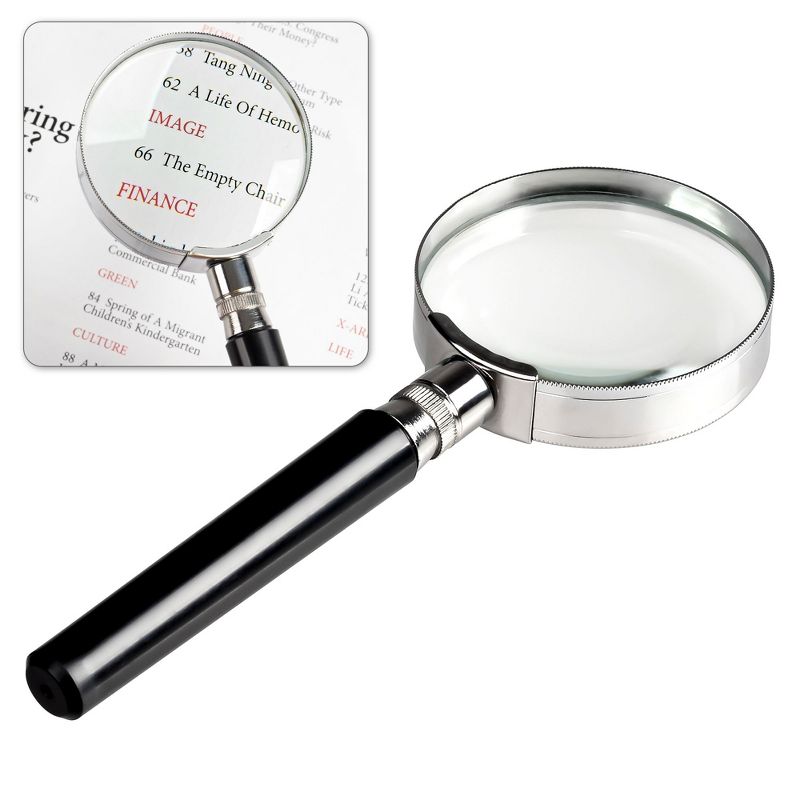 Insten 10X Magnifying Glass, 2 Inch Handheld Glass Reading Magnifier for Small Print and Maps, Close Examination of Small Objects, Black, 1 of 8