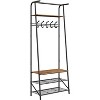 Coat Rack Shoe Bench with Double Row 8 Hooks, 3-Tier Shelf Entryway Hall Tree with Storage, Metal Frame Multifunctional Hallway Organizer, Hallway - 3 of 4