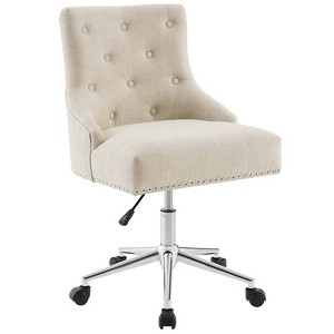 Regent Swivel Upholstered Fabric Office Chair Beige - Modway: Armless, Adjustable Height, Padded Back - 1 of 4