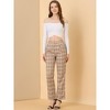 INSPIRE CHIC Women's Plaid Elastic Waist Casual Work Office Long Pants - 3 of 4