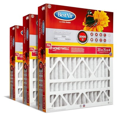 BestAir 3pk Honeywell 20X25X4 Replacement Air Furnace Filter Merv 11