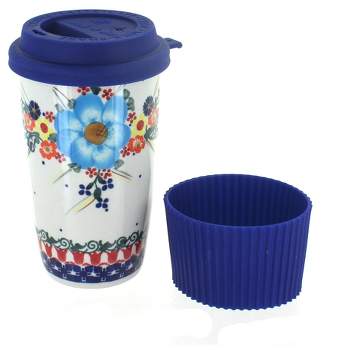 Blue Rose Polish Pottery A281 Andy Travel Coffee Mug