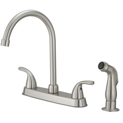 Double Handles 4 Holes Standard Kitchen Faucet Sink With Side Sprayer - image 1 of 4