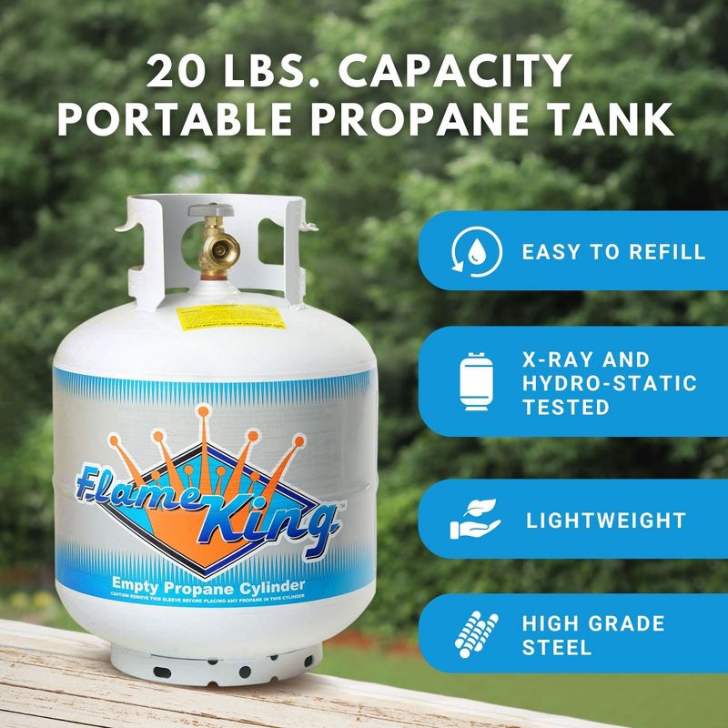 Flame King Portable Ready to Fill Empty LP Propane Gas Cylinder Tank, 20 Pound, 3 of 7
