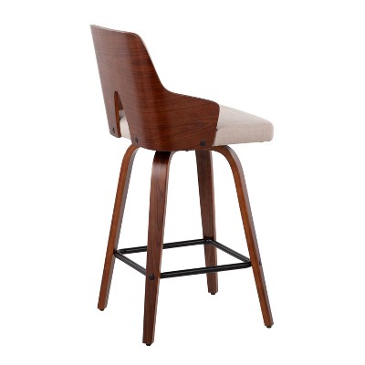 Ariana Mid-Century Modern Swivel Counter Stool in Beige