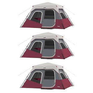CORE Instant Cabin Durable 11 x 9-Foot 6-Person Outdoor Camping Tent with Air Vents, Loft, Rainfly, Room Divider, and Carry Bags, Red (3 Pack) - 1 of 4