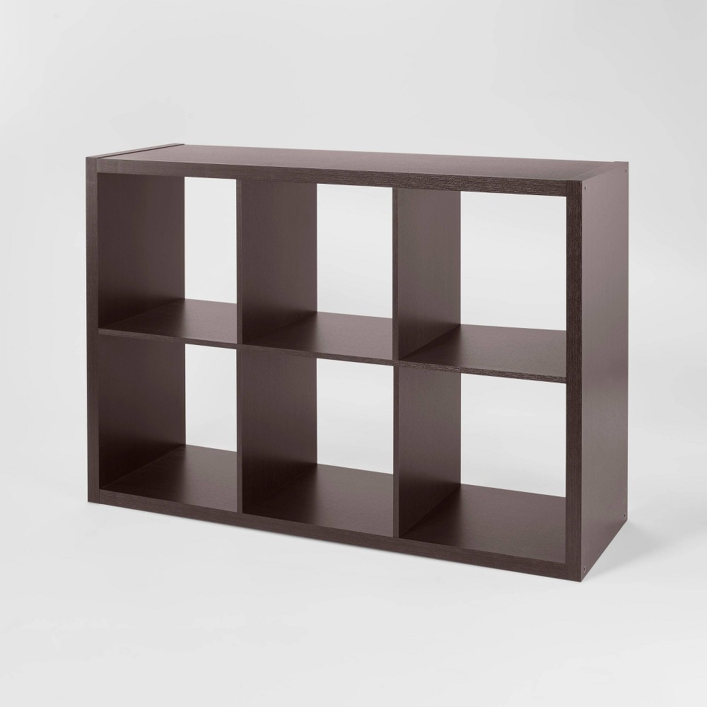 Photos - Garden & Outdoor Decoration 6 Cube Organizer Espresso - Brightroom™: Versatile Bookshelf, MDF & Partic