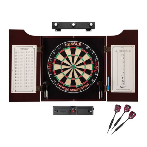 Viper League Sisal Dartboard Cabinet With Shadow Buster Dartboard Lights  And Laser Throw Line : Target