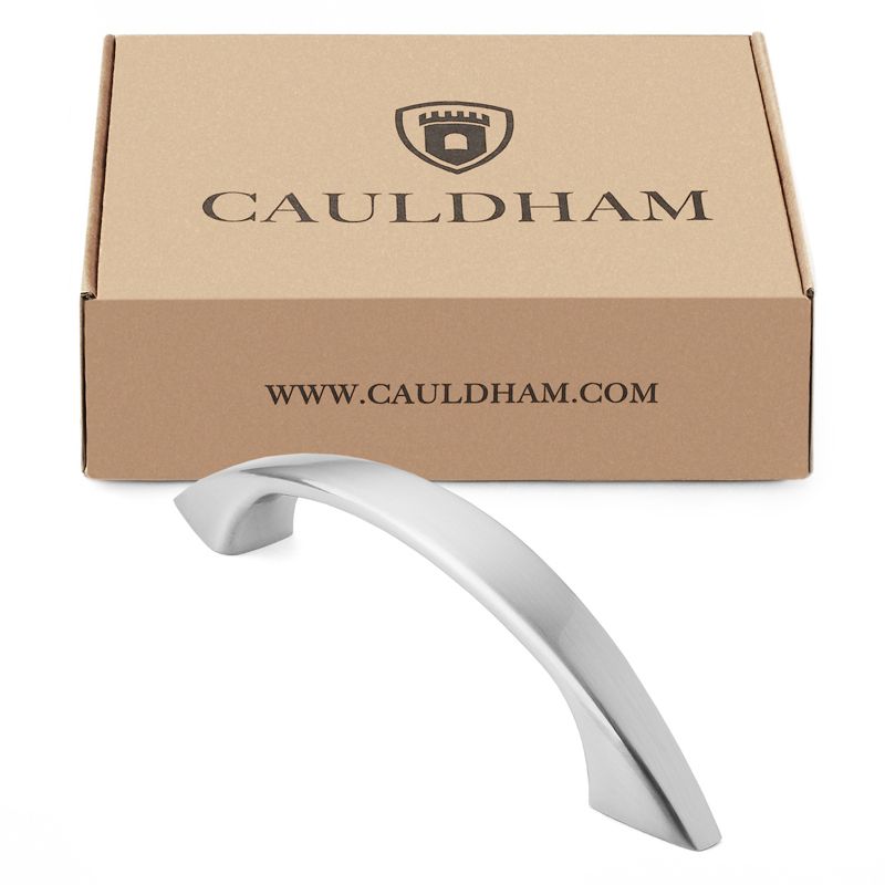 Cauldham Solid Kitchen Cabinet Arch Pulls Handles (3" Hole Centers) - Curved Drawer/Door Hardware - Style M243 - Satin Nickel, 4 of 6