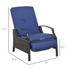 Outdoor Rattan Recliner Chair, Wicker Reclining Chair with Cushions, Footrest, Armrests for Balcony, Porch - 3 of 4