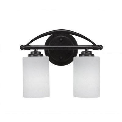 Toltec Lighting Marquise 2 - Light Vanity in  Dark Granite with 4" White Muslin Shade