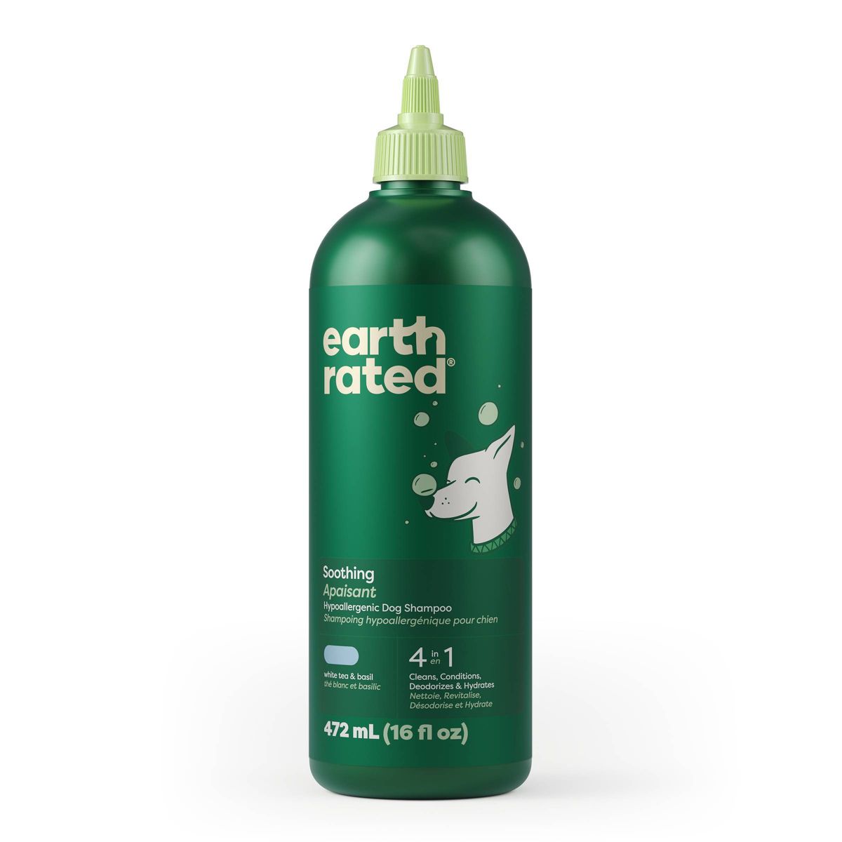 Earth Rated 4-in-1 Soothing Hypoallergenic Dog Shampoo and Conditioner - White Tea & Basil Scent - 16 fl oz