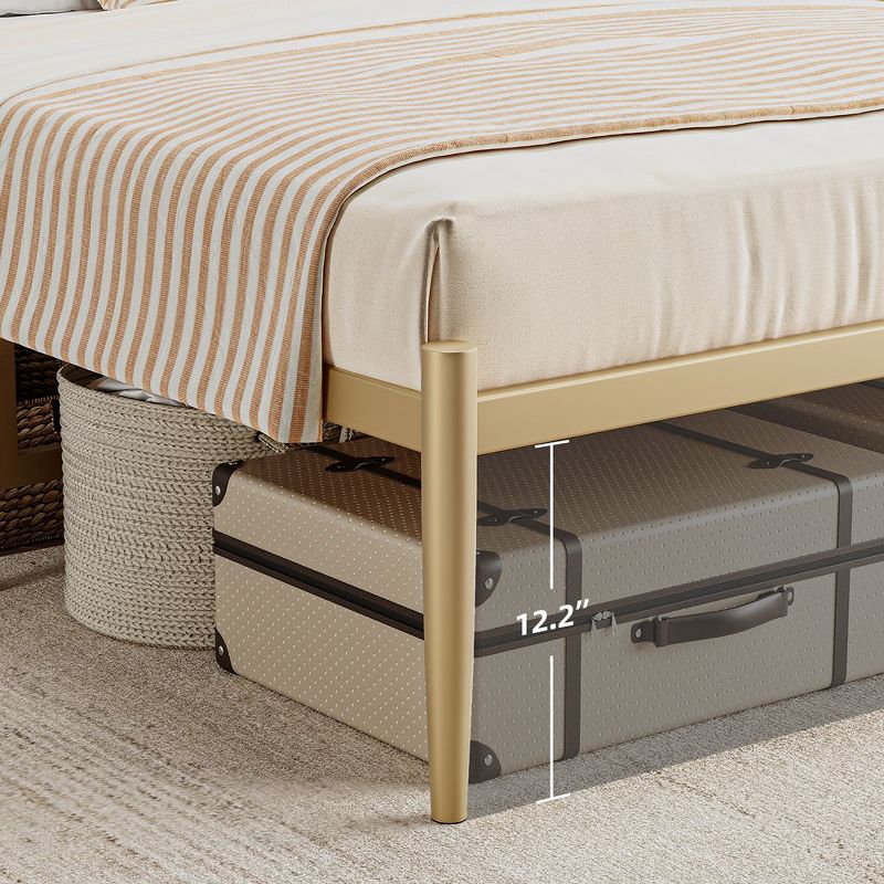 Whizmax Metal Platform Bed Frame with Headboard, Easy Assembly, Modern, Gold, 4 of 9